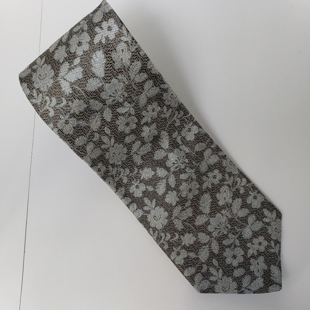 Men's Robert Talbott Gray Print Silk Tie